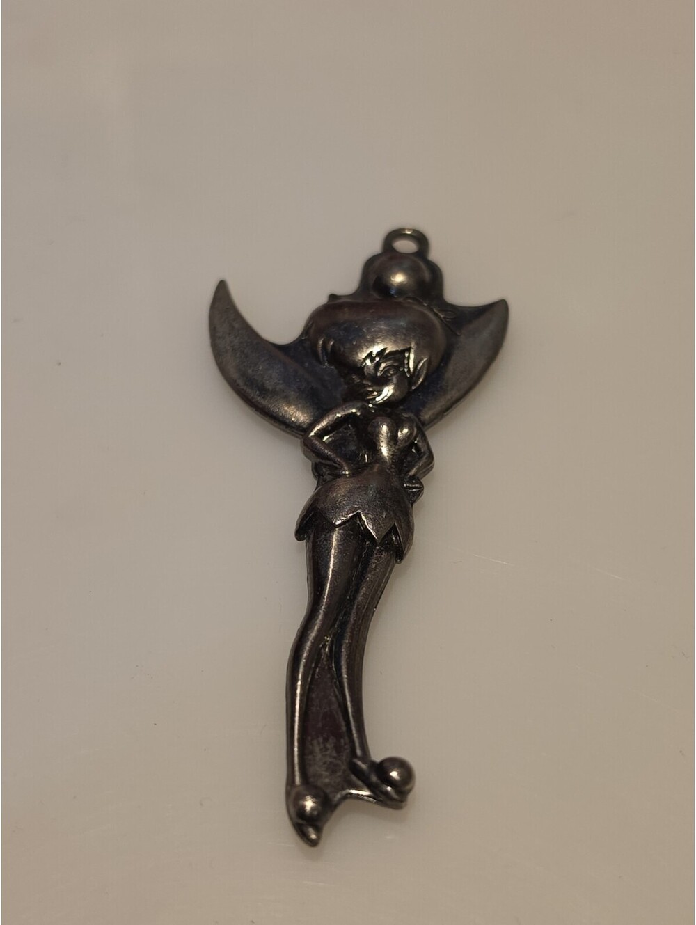 Tinker Bell Key Chain Fob Approx. 3" Long Disney Pewter Used Loose Missing Chain